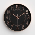 Modern 12-inch wall clock with matte black dial and rose gold metal frame - Black Dial Rose Gold Digits