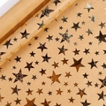 Brown kraft paper wrapping roll featuring elegant metallic gold star foil patterns - Bronzing Stars / 0.43*3m