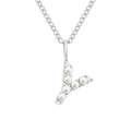 Elegante collana in acciaio inossidabile argento con pendente lettera Y decorato con perle - Y-Argento