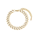 Detail of 14K gold-plated Cuban link chain with white enamel and IPG14K hallmark tag - Thick Cuban Link Enamel Bracelet - White