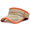 Adjustable khaki mesh sun visor with orange brim and sport label for kids' outdoor use - Adjustable / Khaki