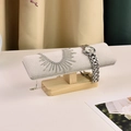Solid wood T-bar jewelry display stand with gray velvet pillow for watches and bracelets - Grey Velvet