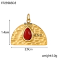 Detailed size specifications for vintage hammered stainless steel pendant with red stone - Red