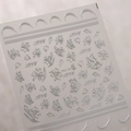 3D Silberne Nagelaufkleber mit Lilienblütenmustern und dekorativen Schmetterlingsdesigns - Silbernes Lilien Schmetterlings Relief Modell (TK021)