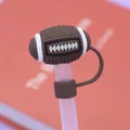 Brown American football silicone straw cover for 10mm cups with dust protection - Rugby Ball / 10mm