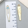 Thermometer shaped alloy charm with white enamel for DIY medical jewelry making - Blue Thermometer