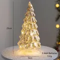 Golden 23cm lighted glass Christmas tree with mercury finish and AAA battery power - Golden Mercury Glass Glowing Style (9020)