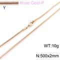 Rose gold round snake chain necklace with lobster clasp, 500mm length and 2mm width - Rose Gold 2.0mm Snake Chain (KN203756-Z)