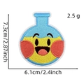 Detalle del parche bordado de matraz con dimensiones de tamaño y peso total - Frasco de Laboratorio