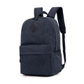 Classic dark gray canvas backpack with diamond patch and functional side pockets - Black and Gray