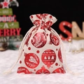 Christmas cotton linen drawstring gift bag with metallic red bauble and heart print - Red Heart Ornaments
