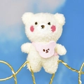 Small white bear plush keychain with pink bib for claw machine accessories and gifts - White / 12cm