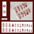 Pink ballet press-on nails with red polka dots lace designs and 3D bows - Cream Ballet Style (Z1268 With Glue)