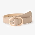 Minimalistischer beiger Ledergürtel für Damen mit stilvoller goldener Doppel-D-Schnalle - L105 B2,8 / Khaki