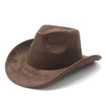 Chapeau de cowboy classique en daim marron avec bord large et surpiqûres renforcées - M(56-59CM) / Suédine Marron