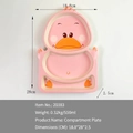 Pink duck shaped divided kids plate for toddler meals in 18.8x28x2.5cm size - Pink Duck Compartment Plate 20383 / Food Grade (mf)
