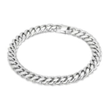 Classic silver titanium steel Cuban link bracelet with lobster clasp on white background - 8mm Steel Bracelet