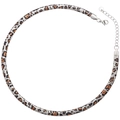 Collana a catena piatta in acciaio inossidabile da 6 mm con stampa leopardata e chiusura a moschettone - Oro