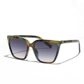 Modische quadratische Sonnenbrille mit Schildpatt-Acetat-Rahmen und Verlaufsgläsern - Trübes Wasser Grün Muster