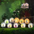 Mythical fox glowing miniature lamp inside a translucent shell in a forest setting - Floral Collection Nine-tailed Fox Set of 6 / Full Box Set