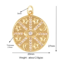 Golden round pendant with Evil Eye, star and moon charms and sparkling zircon inlay - Evil Eye Star Moon-Gold