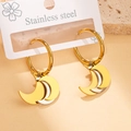 Elegant two-tone crescent moon pendant earrings crafted from polished stainless steel - Crescent Moon Hoop Earrings