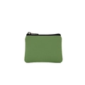 Minimalist olive green canvas coin purse with durable texture and black zipper - Emerald Green
