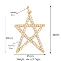 Gold star pendant with zircons and measurements of 21mm width and 34mm height - Five-Pointed Star-Gold