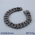 31mm heavy duty gunmetal grey Cuban link chain necklace weighing 575g with secure clasp - Burned Black Necklace (42cm)