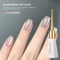 Cat's eye gel nail polish in 02 Lunar Mirror shade with glass bead effect, 10ml UV LED gel - Porcelain White Glass Bead 02