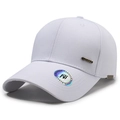 Gorra de béisbol blanca minimalista de algodón con visera larga para protección solar - Ajustable / Blanco