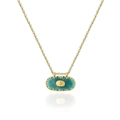 Collana in acciaio placcato oro 18K con ciondolo ovale turchese e motivo solare elegante - Verde Turchese