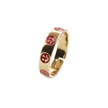 Anello aperto placcato oro minimalista con motivi smiley in smalto rosso per donna - Aperto Regolabile / Oro/Rosso (CR0496DX)