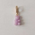 Cute purple gummy bear pendant necklace in resin with a sparkling gold rhinestone bail - Romantic Violet