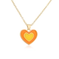 Detail of 18K gold plated heart pendant with orange and yellow enamel on O-chain - 22114-Orange and Yellow