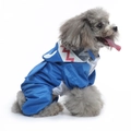 Blue shark-shaped waterproof dog raincoat with a 3D fin and shark-teeth hood - Shark Four-Legged Raincoat (YY41)