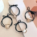 4-piece set of black high elasticity hair ties with gold geometric charms and resin stones - Hollow Geometric Metal Frame Hair Tie 4Pcs Set