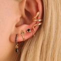 Golden snake and black gemstone ear piercing set for women in a 4-piece curated combo - Snake Combination Style (3310)
