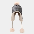 Cappello invernale in maglia con fodera in peluche e pompon per il freddo - Maglia Grigia Mista (1#)