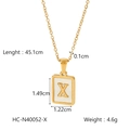 18K gold plated stainless steel necklace with white shell inlay and letter X pendant - Letter X (HC-N40052-X)