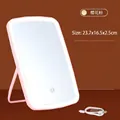 Sakura pink LED makeup mirror with USB cable, touch sensor and tri-color lighting - Large Square Mirror / Pink
