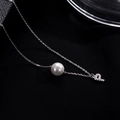S925 silver necklace featuring a glossy white pearl and a diamond-set letter P pendant - Letter P