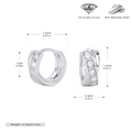 Detailed dimensions of S925 sterling silver hoop earrings with micro-set cubic zirconia - 925 Silver / 925 Silver White Gold Plated