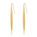 Élégantes boucles d'oreilles pendantes en acier inoxydable plaqué or 18 carats - Forme navette élancée(SE22110706) / Doré