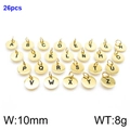 Set of 26 gold stainless steel 10mm round alphabet charms for DIY jewelry making - Full Alphabet Set (KLJ1404-Z)