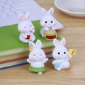 Set of four cute cartoon white rabbit figurines for car dashboard and desk decoration - Warm Cute Rabbit Collection Style