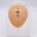 Piercing all'ombelico in acciaio argento con pendente a cuore e zircone bianco - Cuore in Zircone Argento (JE0428B)