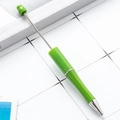 DIY beadable plastic ballpoint pen in bright green with silver metallic accents - Macaron Grass Green