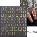 3D golden dragon eye nail art stickers model TH-1026 with application effect view - TH-1026 (Gold Irregular Frame)