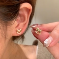 18K gold plated silver needle rocking horse stud earrings worn on female ear - Smooth Gold Rocking Horse (16# Silver Pin)